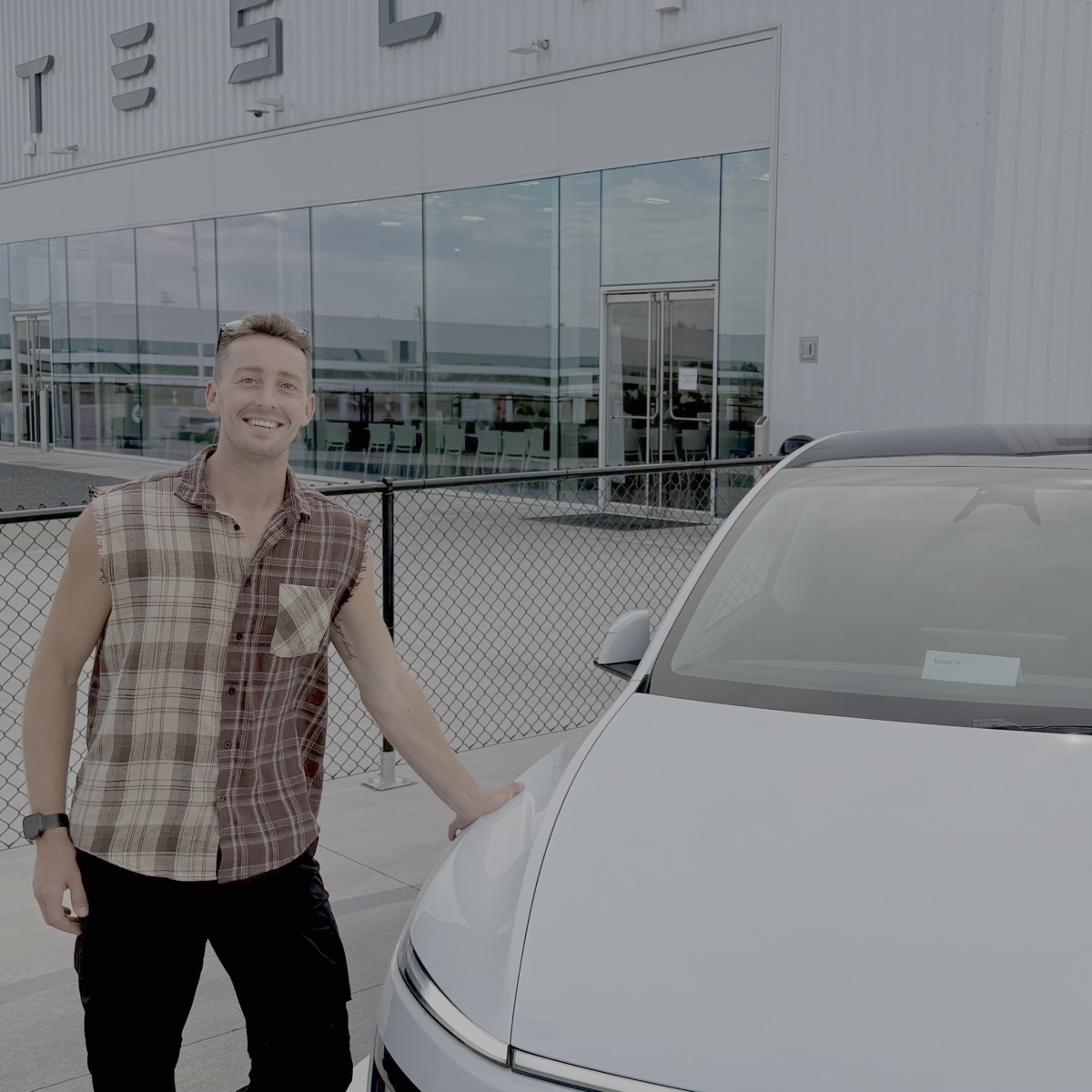 Daniel Weber at Tesla Gigafactory with Model Y
